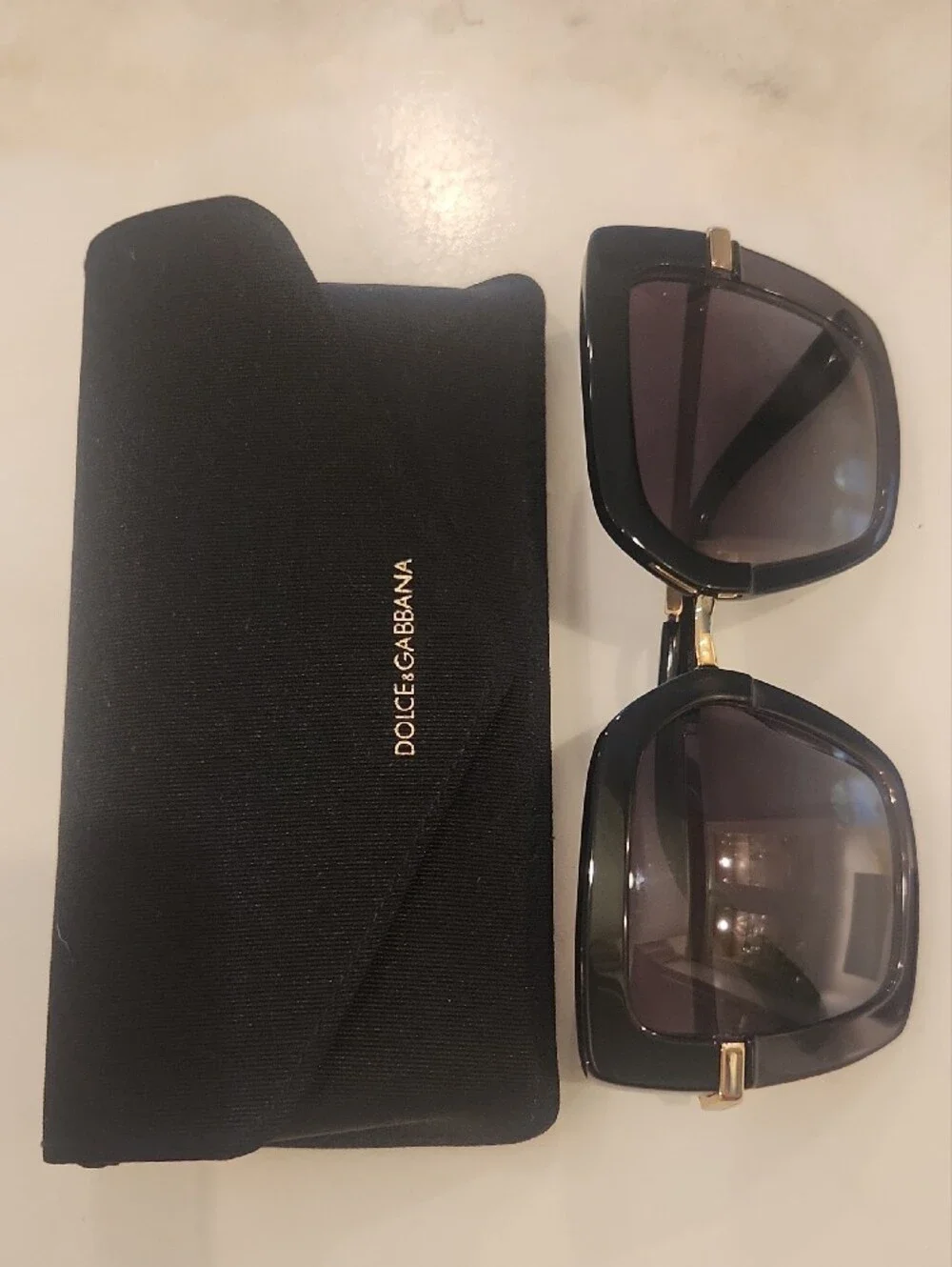 Dolce & Gabbana Black Sunglasses with Gold Accents